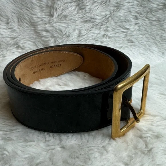 Dolce & Gabbana Black Leather crocodile women belt - Picture 2 of 11